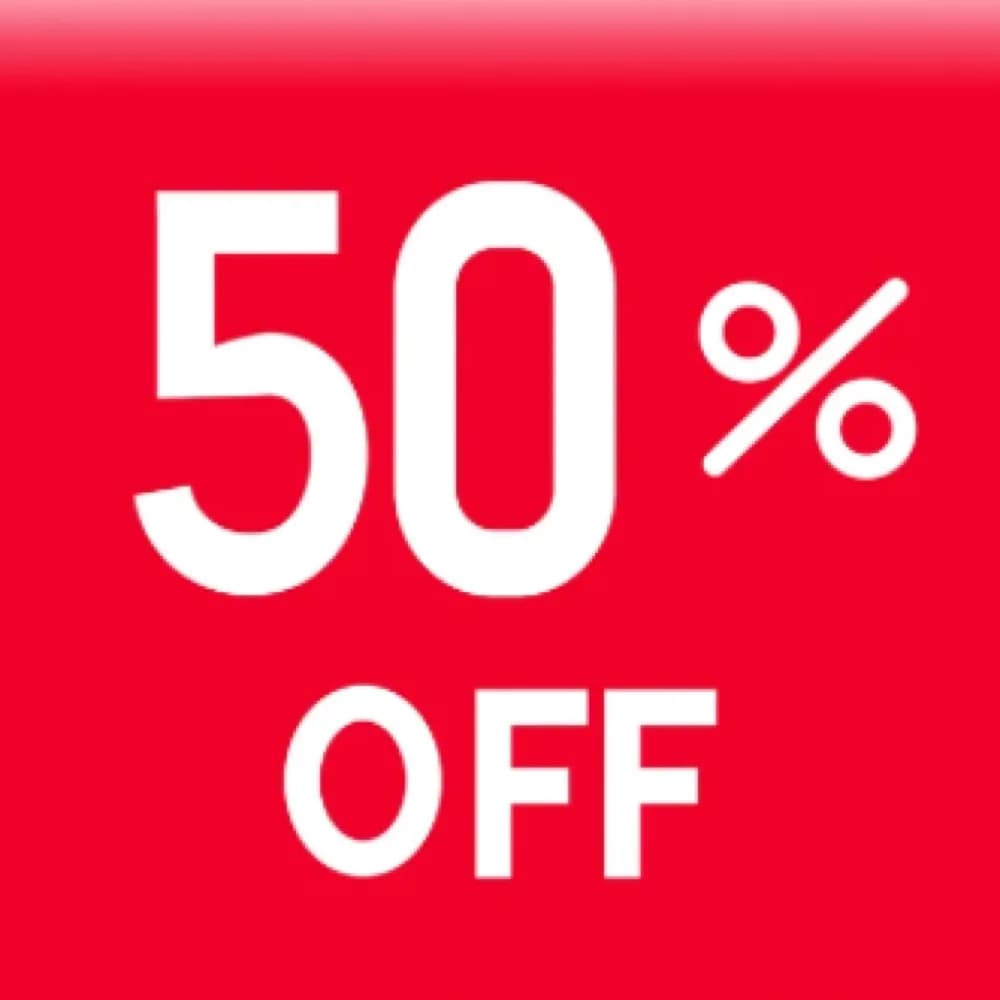 Nail Me On promotional banner: bold 50% OFF on red background celebrating first 10 lucky customers